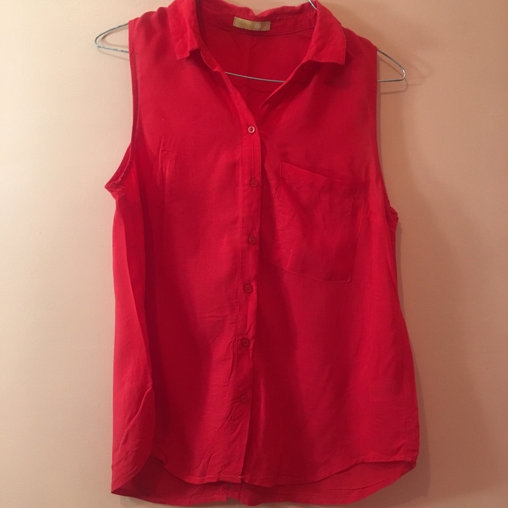 Red sleeveless top